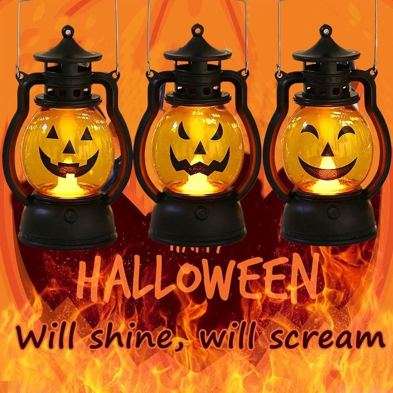 Đèn LED Trang Trí Halloween Hình Bí Ngô / Ngọn Lửa / Đầu Lâu Độc Đáo