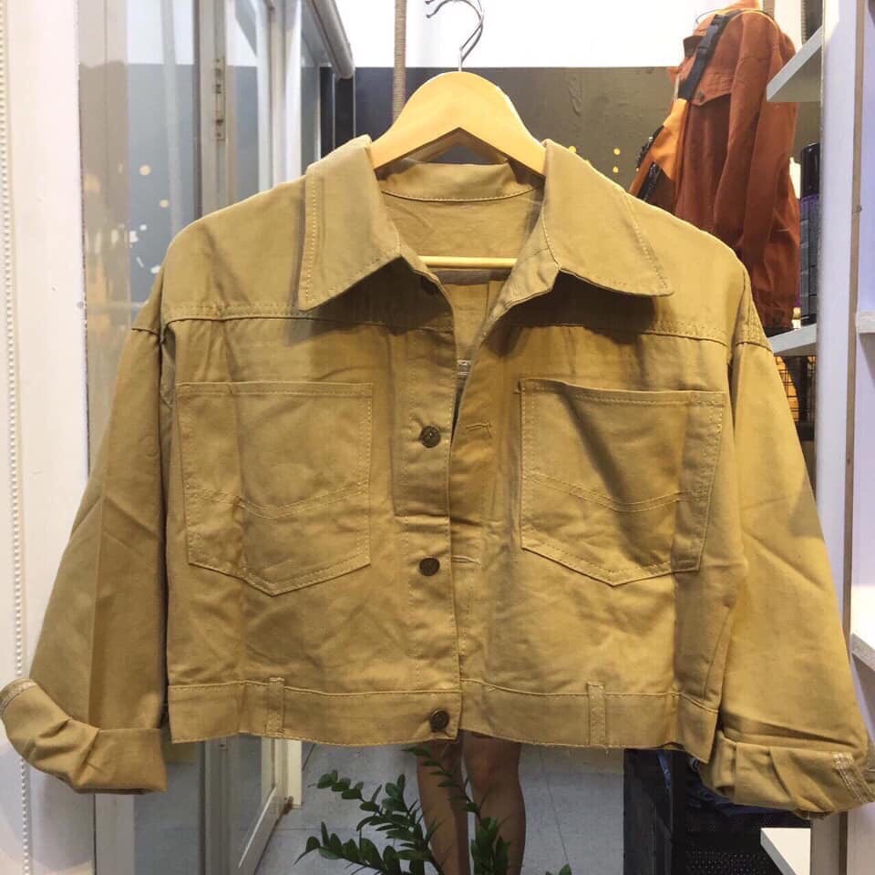 Áo Khoác Kaki Nữ Form Lửng Nút Kiểu Sau Lưng Cao Cấp KK026 Khoác JEAN Kaki Nữ