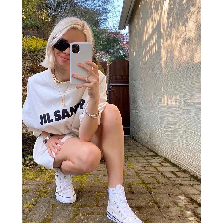 JILSANDER basic round neck simple short-sleeved letter print logo couple loose T-shirt