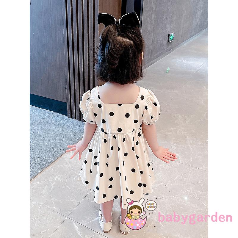 Đầm Chữ A Tay Phồng Cổ Vuông Màu Be Dành Cho Bé Gái Từ 6 Tháng Đến 5 Tuổi