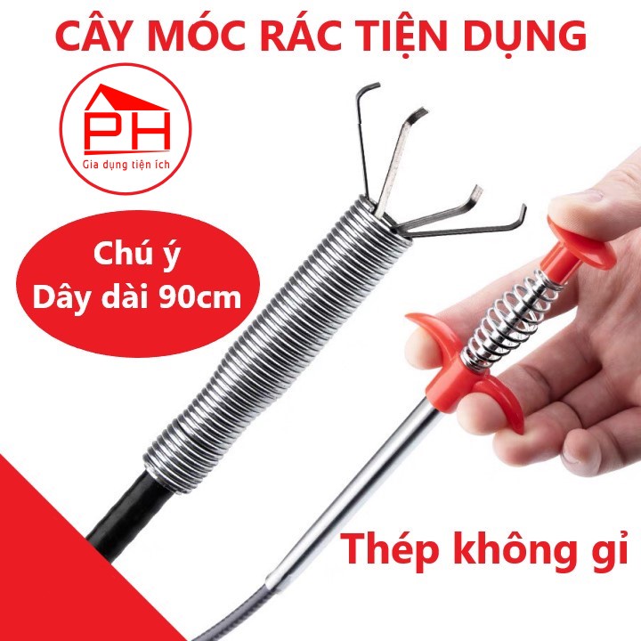 DỤNG CỤ GẮP RÁC ( Dài 90cm ) que móc rác cây thông tắc bồn chậu rủa nhà vệ sinh nhà tắm ống cống - Gia dụng Phước Hòa
