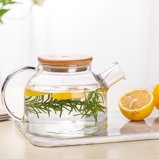 Ấm Thuỷ Tinh Pha Trà Nắp Gỗ 900ml