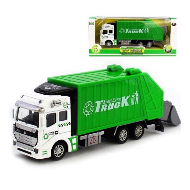 Xe ô tô chở rác xe rác đồ chơi trẻ em tỉ lệ 1:48 chạy cót