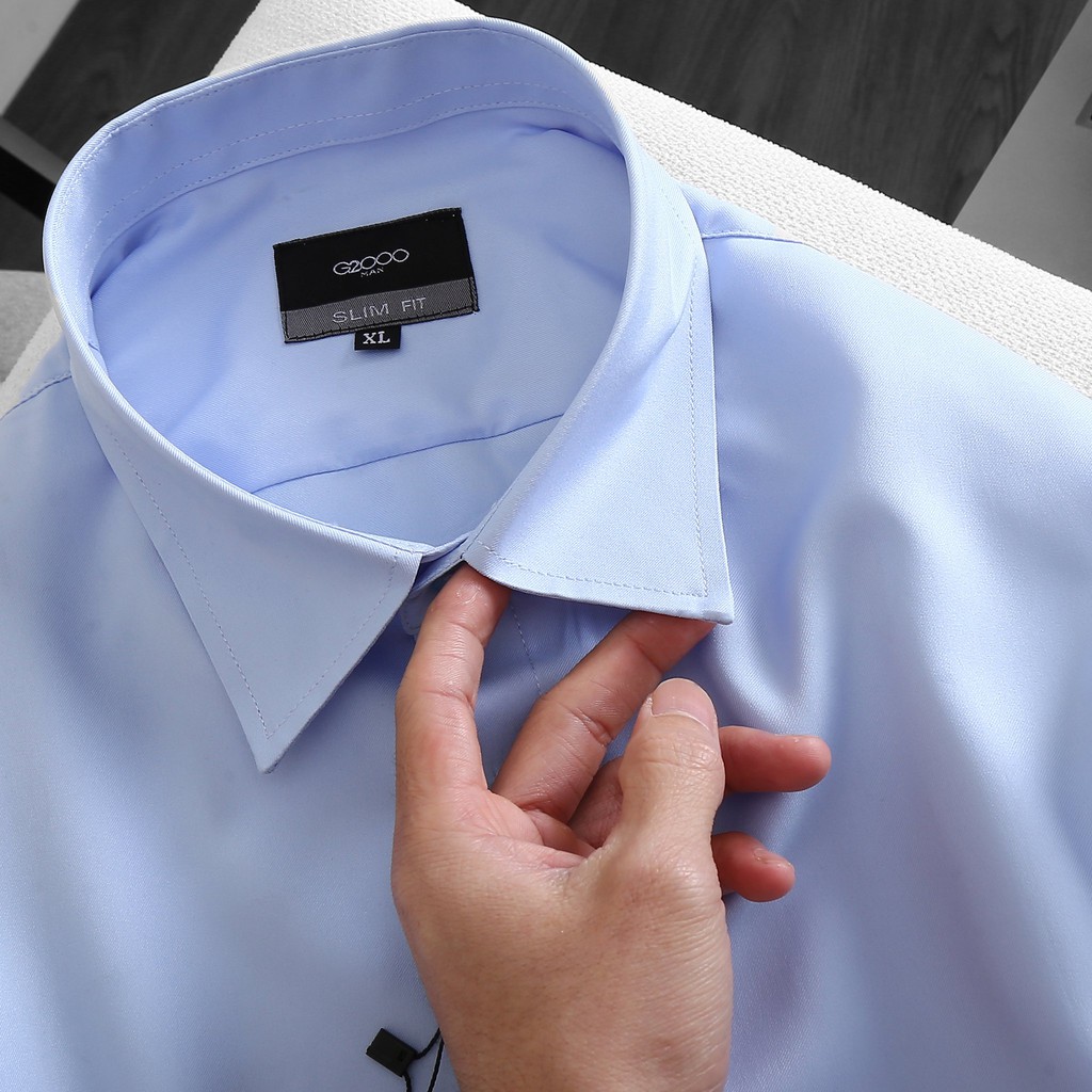 Áo sơ mi tay dài nam bigsize xanh nhạt < 130kg mặc vừa | BigBuy360 - bigbuy360.vn