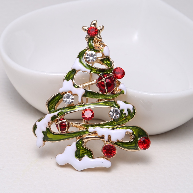 Ghim Cài Áo Hình Cây Thông Giáng Sinh Đính Đá Nhiều Màu Sắc Thời Trang Dễ Phối Đồ
