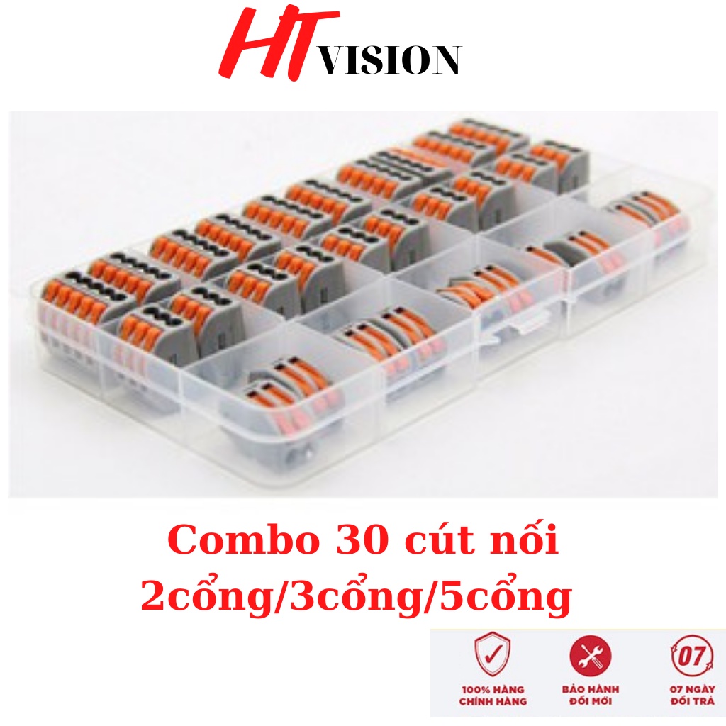 Combo 30 cái Cút Nối Dây Điện Nhanh KV774 2 3 5 cổng tỉ lệ 10/10/10 không cần kìm, không cần băng dính cách điện hỗ trợ