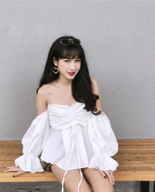 ÁO ỐNG RỚT VAI NHÚN NGỰC TRẮNG (về thêm nude)