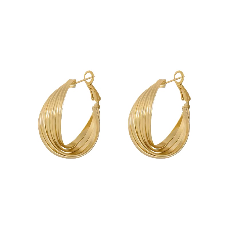 Bông tai hình tròn xi mạ bạc thời trang 2023