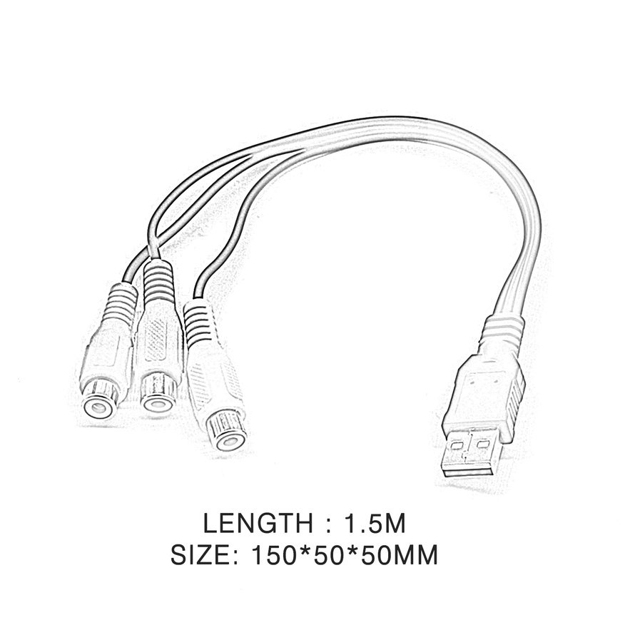 Dây USB 1,5M Nam A đến 3 RCA Bộ điều hợp TV AV Dây cáp Cáp âm thanh Video Cáp