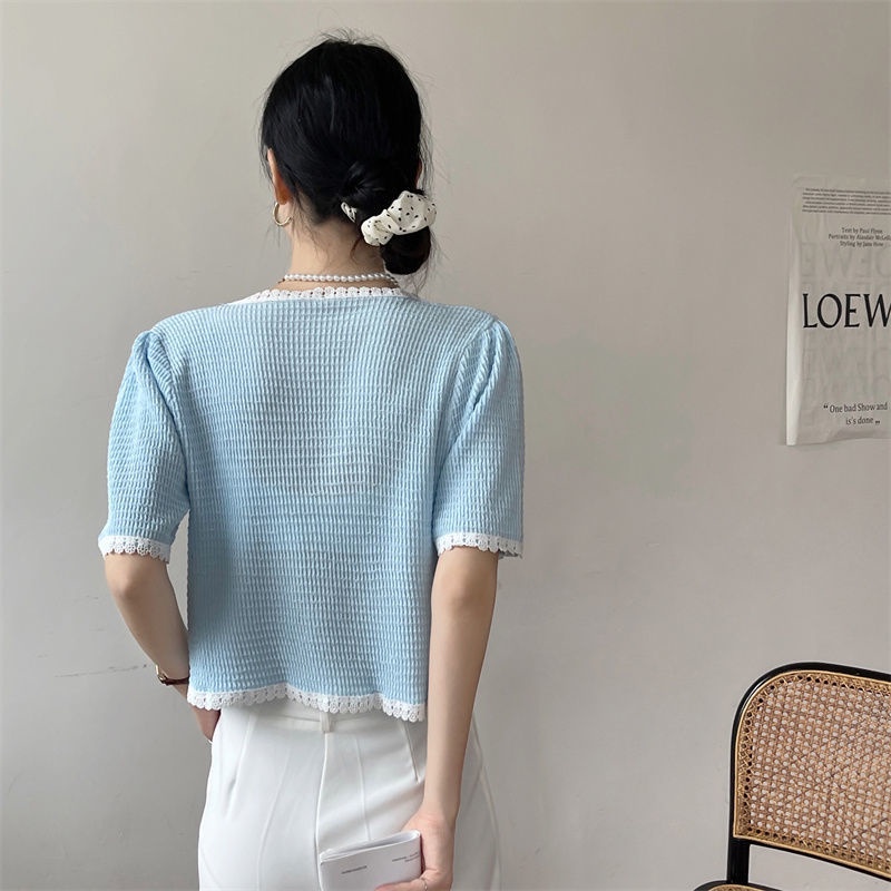 Áo Kiểu Tay Ngắn Cổ Chữ V Thiết Kế Mới Thời Trang Mùa Hè Dành Cho Nữ