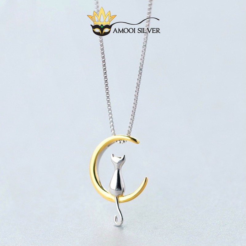Dây chuyền bạc S925 mèo trông trăng - Amooi Silver AD20
