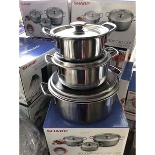 BỘ NỒI SHARP INOX 3 SẢN PHẨM SIÊU SIÊU RẺ VÀ BỀN CHO NHÀ BẾP