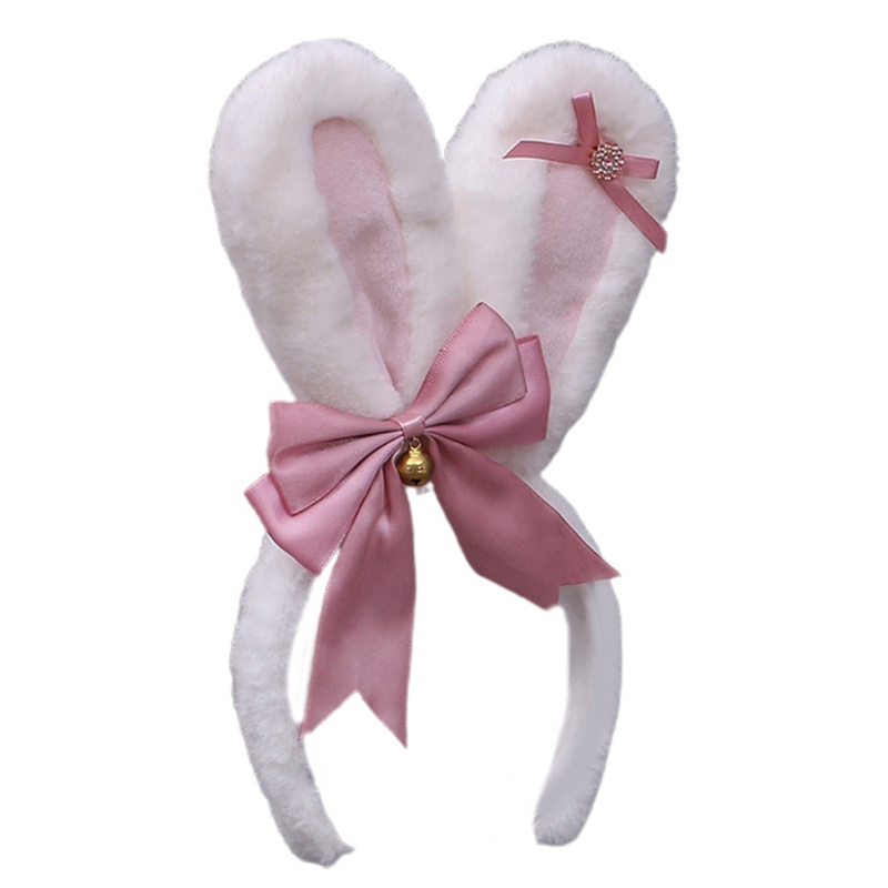 Băng Đô Tai Thỏ Lông Đính Đá Phong Cách Lolita