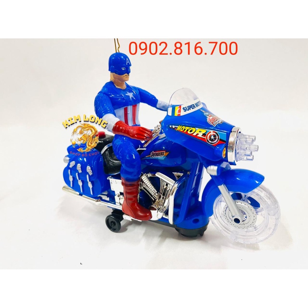 Đồ chơi Lồng đèn trung thu hình SIÊU NHÂN AMERICAN LÁI XE MOTO có pin nhạc đèn quà tặng trung thu