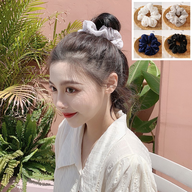 Dây Buộc Tóc Chất Liệu Chiffon Họa Tiết Ngôi Sao Thời Trang