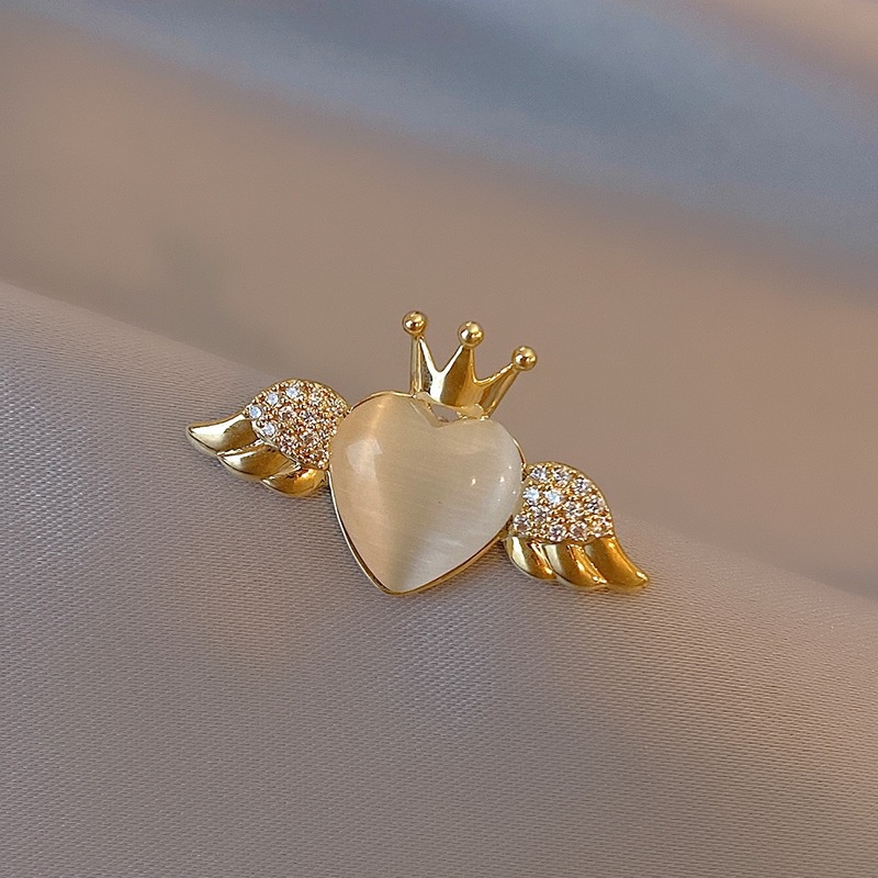 Trâm Cài Áo Trái Tim Vương Miện Cao Cấp Thời Trang Hàn Quốc