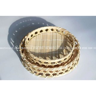 Khay tròn trang trí (Rổ tre đan hinh tròn) thân thiện môi trường