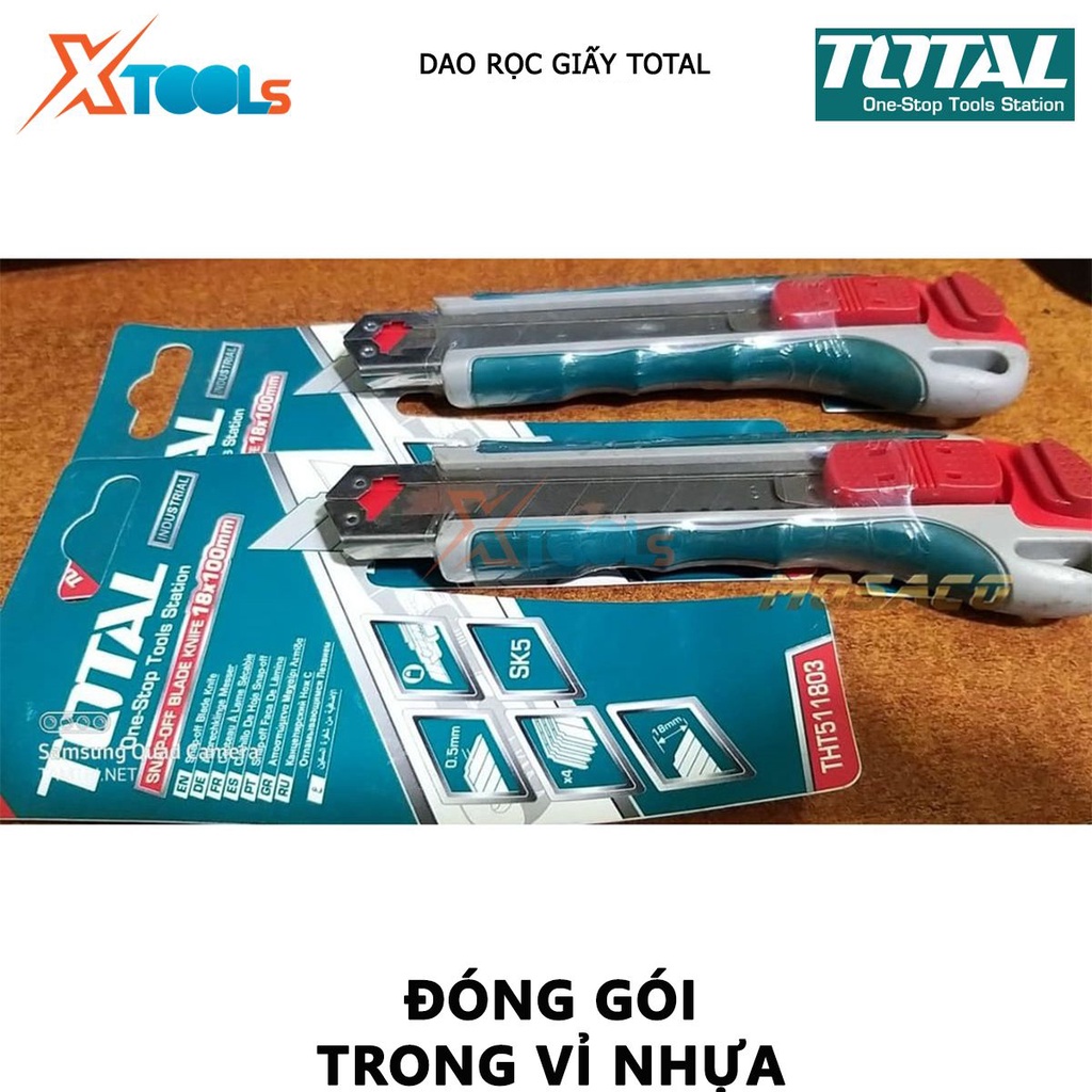 DAO RỌC GIẤY TOTAL THT511836, dao cắt giấy có chiều dài 150mm, kích thước lưỡi 9mmx80mm sắc bén, nhỏ gọn, độ bền cao