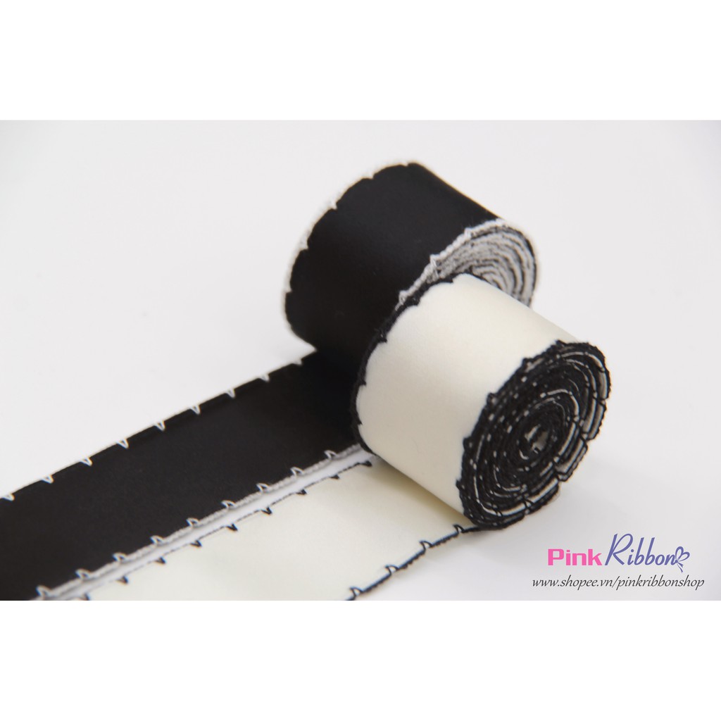 Lụa mờ thêu viền bô đê 32mm