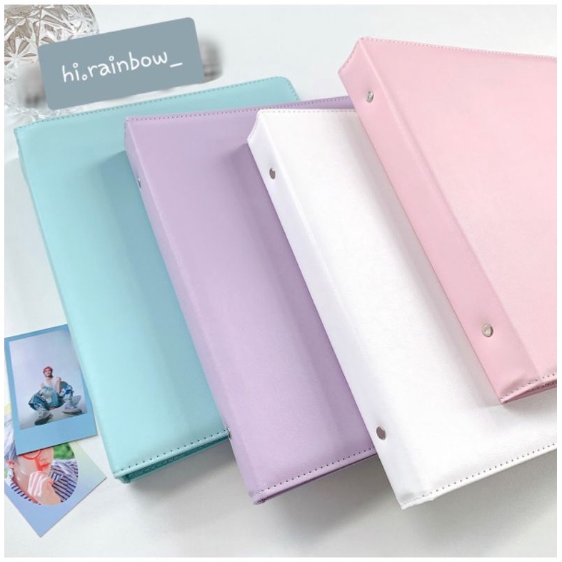 Bìa da trơn A4 màu Pastel - Binder 3 còng tròn kèm 20 trang