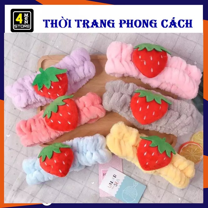 Băng Đô Nhung 3D Trái Dâu , Xinh Xắn Cho Nữ - Bườm Tóc nữ dễ thương hình Quả Dâu siêu hài hước - Dày Chắc Chắn Mềm