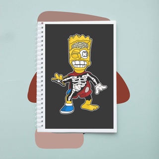 Sổ tay notebook lò xo của chodole khổ A5 80 trang tiện dụng ghi chép in hình bìa dễ thương Half Skeleton Bart Simpson