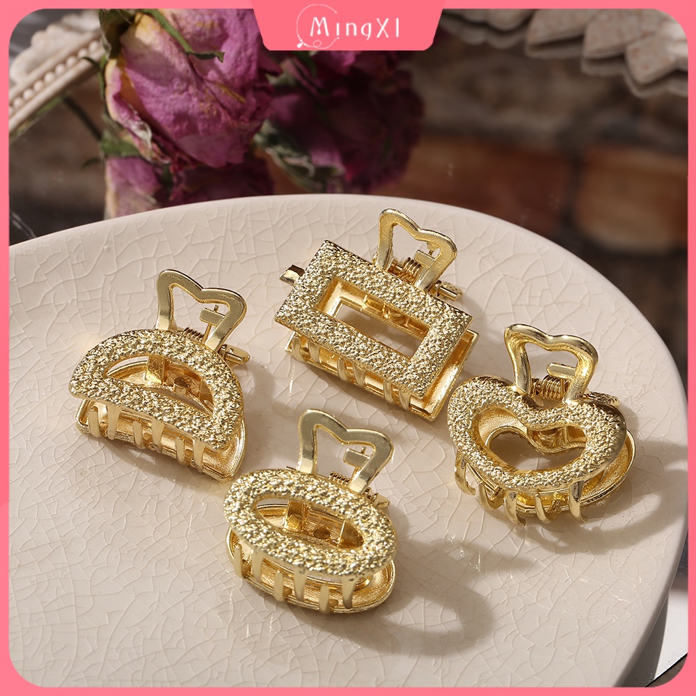 Kẹp Tóc Kim Loại Mini Hình Oval/Vuông Dễ Thương Phong Cách Hàn Quốc Cho Bé Gái