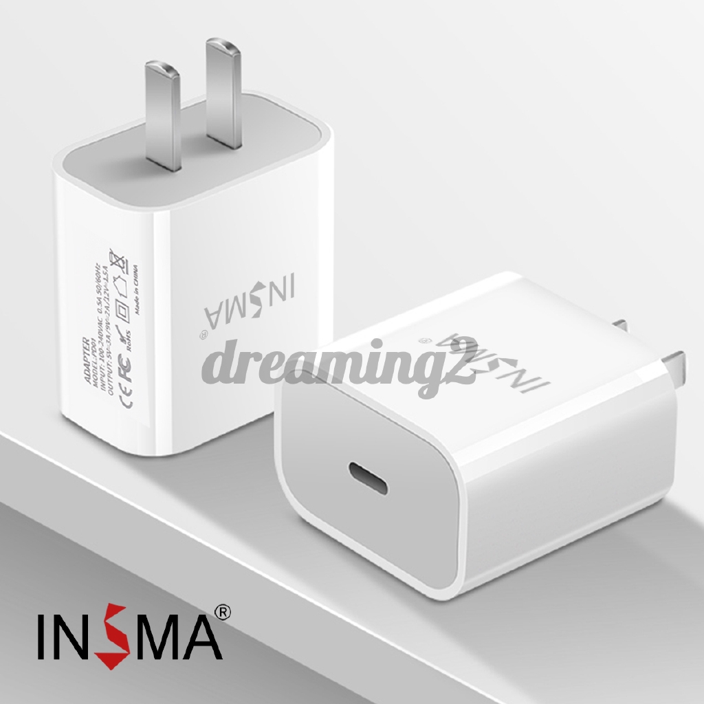 Củ sạc nhanh insma 18w usb type c pd3.0 chuyên dụng cho iphone apple