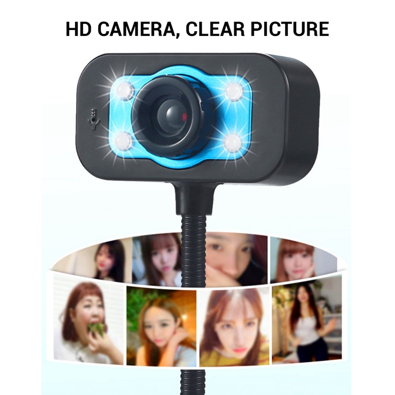 Webcam USB 4 bóng đèn LED độ phân giải cao kèm mic cho Skype Youtube | BigBuy360 - bigbuy360.vn