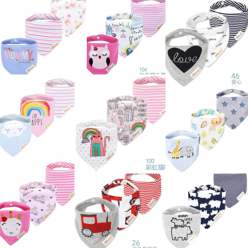 Set 3 yếm tam giác Momcare khuy bấm cho bé