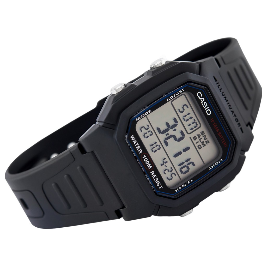 Đồng hồ nam dây nhựa Casio chính hãng Anh Khuê W-800H-1AVDF