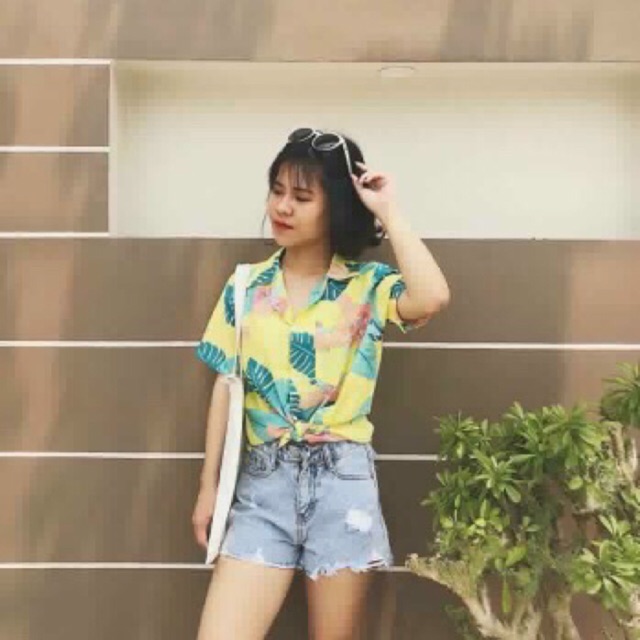 Áo sơ mi đũi hoạ tiết