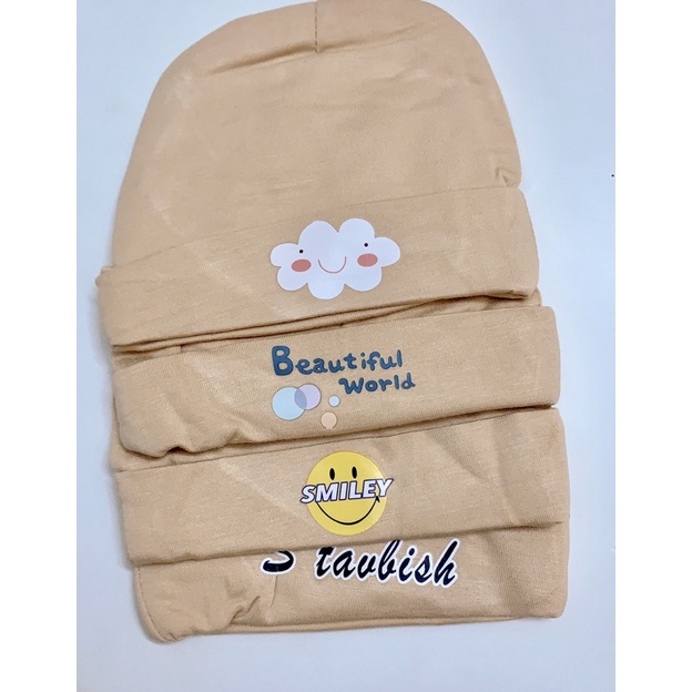 MŨ SƠ SINH  FREESHIP  Mũ Sơ Sinh Cotton Vải Mềm Co Dãn Hình Mặt Thú Đáng Yêu