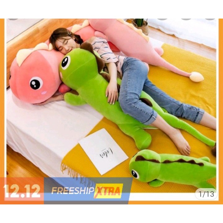 Gấu bông to khổng lồ khủng long đuôi tim gối ôm hình thú giá rẻ kích thước 55cm - 1m8 cho người lớn cho bé ôm ngủ