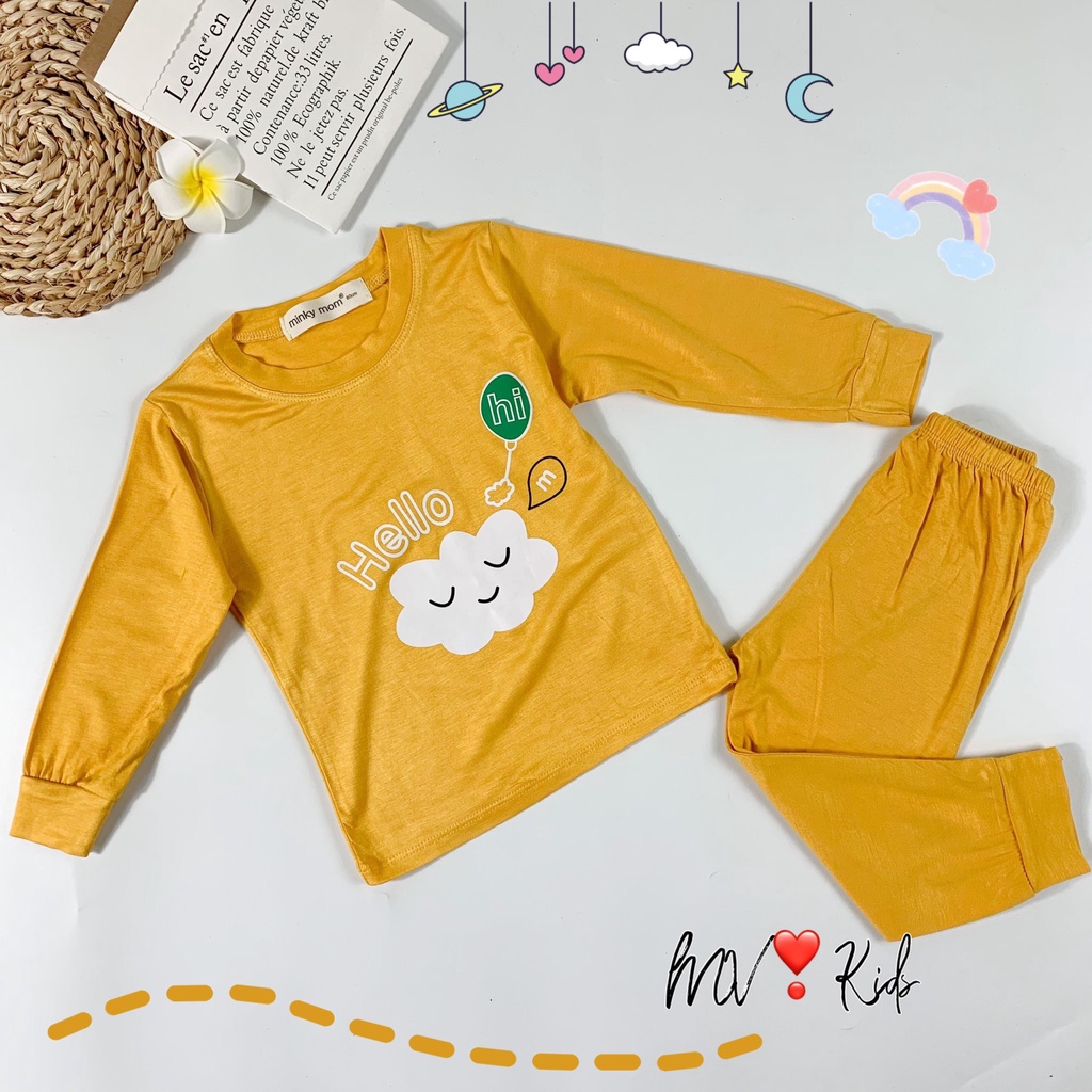 [SALE] Bộ Dài Tay Cho Bé Trai, Bé Gái Minky Mom Vải Thun Lạnh Mèo Tím Khủng Long Con,Đồ Bộ Cho Bé Mặc Thu Đông MKMTD2166