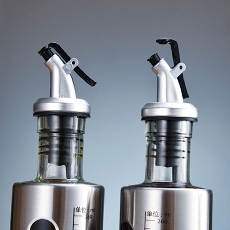 Chai thủy tinh đựng gia vị dầu ăn 500ml, Bình đựng nước mắm bọc inox cao cấp tiện ích dành cho mọi gia đình