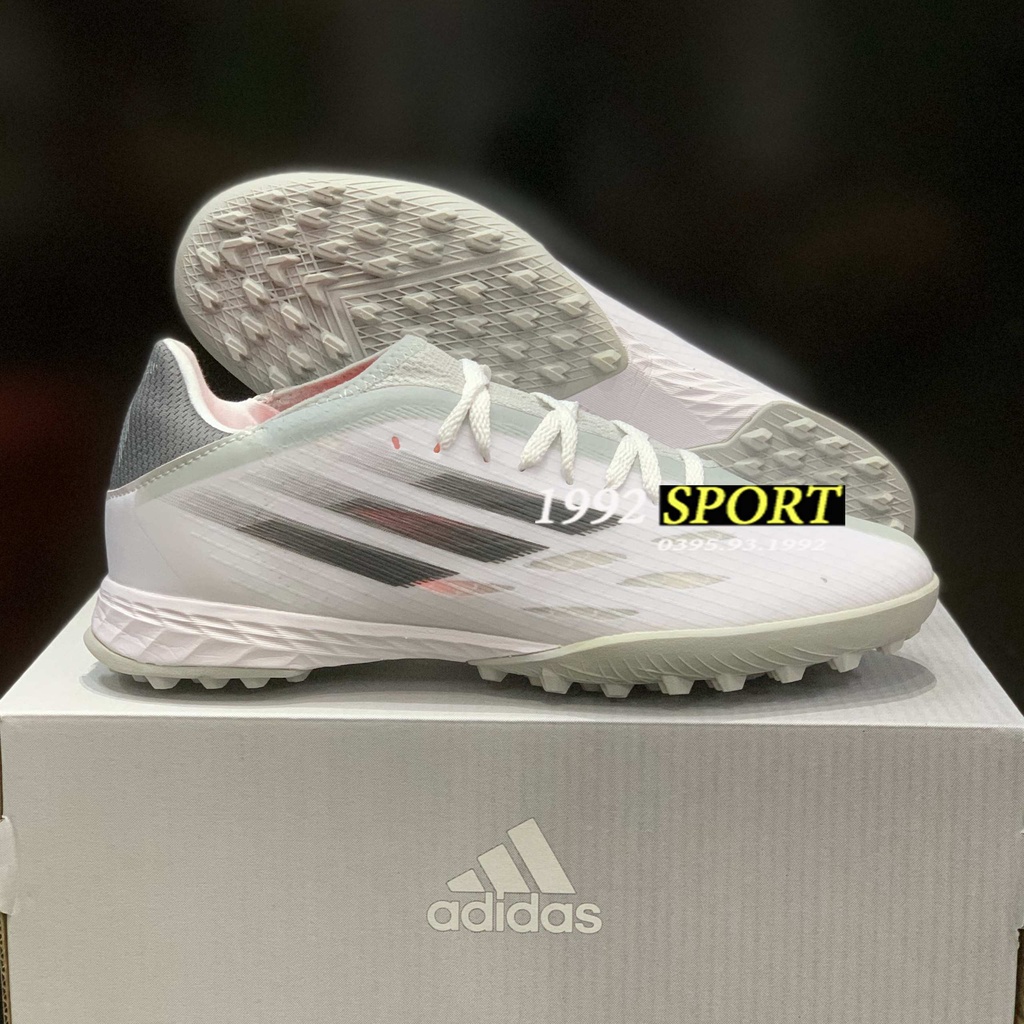 Giày Bóng Đá TQ X Speedflow.3 Trắng Xám Vạch Đen HQ TF