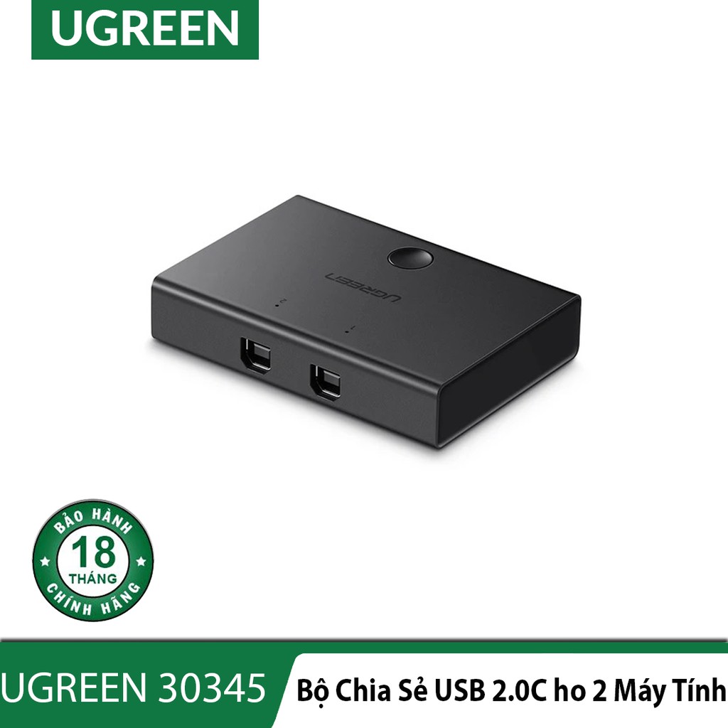 Bộ Chia Sẻ USB 2.0 Dùng Chung 2 Máy Tính Cao Cấp Ugreen 30345