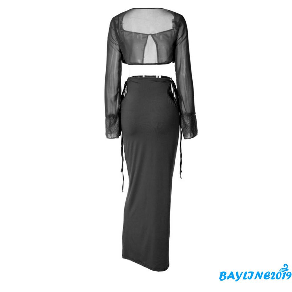 Set Áo Lửng 2 Dây + Chân Váy Dài Xẻ Tà Thời Trang Nữ