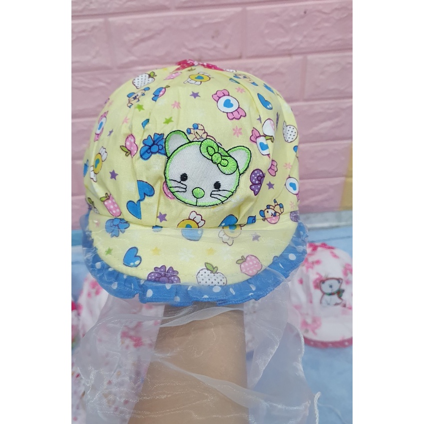 Mũ kèm khăn voan bé gái sơ sinh mẫu công chúa