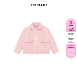 Usthebasic - Áo khoác lông Faux Fur Embroidered Logo Jacket