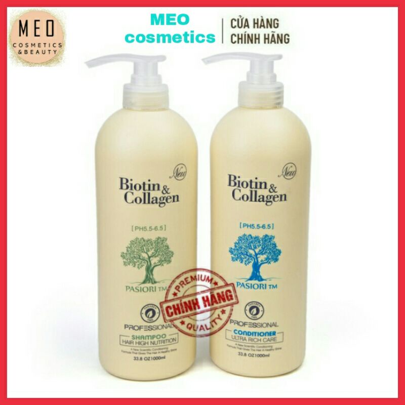 Cặp Dầu Gội Xả Biotin Collagen Trắng 1000ml | Giảm Rụng Tóc, Kích Mọc Tóc, Phục Hồi Tóc Khô Xơ | Hàng Chính Hãng