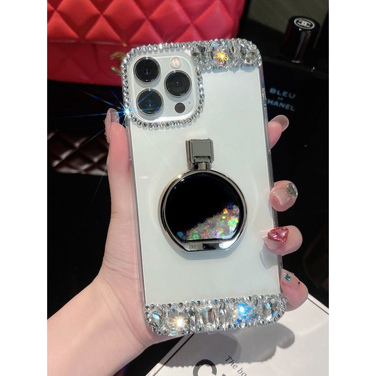 Ốp Điện Thoại Hình Chai Nước Hoa Đính Đá Gắn Giá Đỡ Chống Rơi Cho Iphone 7 7plus 8 8plus x xs se xr 11 12 13 pro max