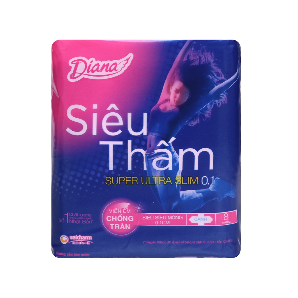 Băng Vệ Sinh DAIANA SENSI COOL FRESH Siêu Thấm, Siêu Mỏng, Ban Đêm, Hàng Ngày