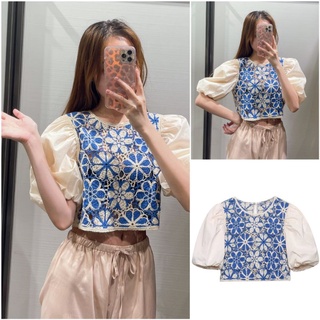 Áo ren lỗ croptop zara xuất xịn