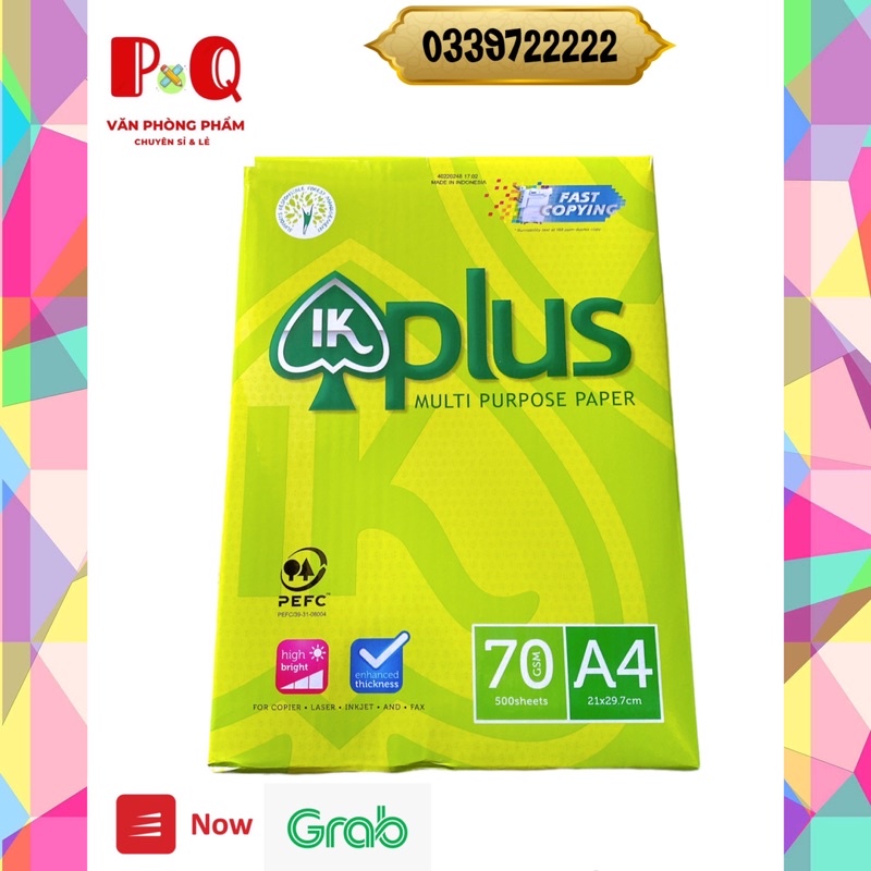 Giấy in A4 IK PLUS định lượng 70gsm giá sỉ - Giấy a4 văn phòng phẩm cao cấp