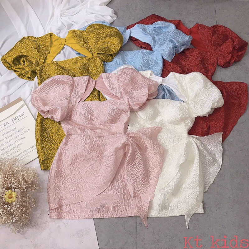 Đầm Tết BigSize cho Bé tay phồng vạc xéo size 10-40kg