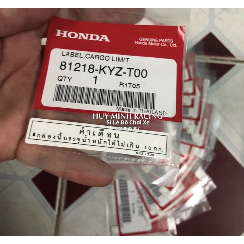 Tem Thông Số Wave125i  Hàng Thái Lan Chính Hãng Giá Tốt