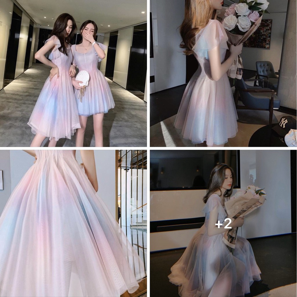 Vải lưới cầu vồng ombre 7 màu có gắn kim tuyến lấp lánh khổ 1m5