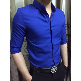 Áo sơ mi trắng nam, sơ mi xanh và đen chất lụa mịn